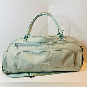 FIORETTO Womens Pale Green Gym Tote Travel Duffle Bag with Shoe Compartment